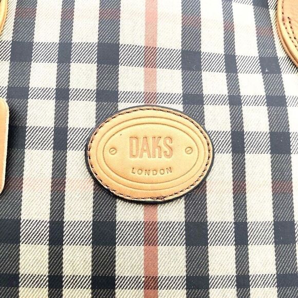 Authentic DAKS London Check Pattern Tan Tote Bag - Picture 13 of 14